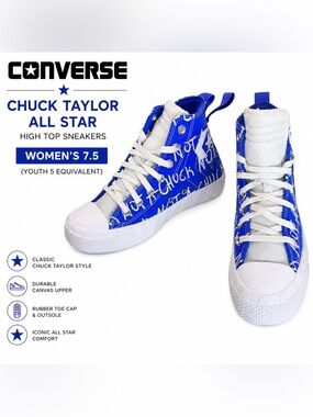 Converse Chuck Taylor All Star High Top Sneakers Women’s 7.5 Blue Graphic or 5Y
